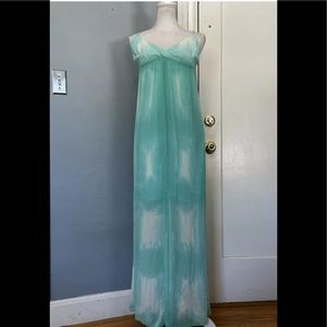 Gypsy 05 Teal Silk Tie Dye Maxi Dress Medium